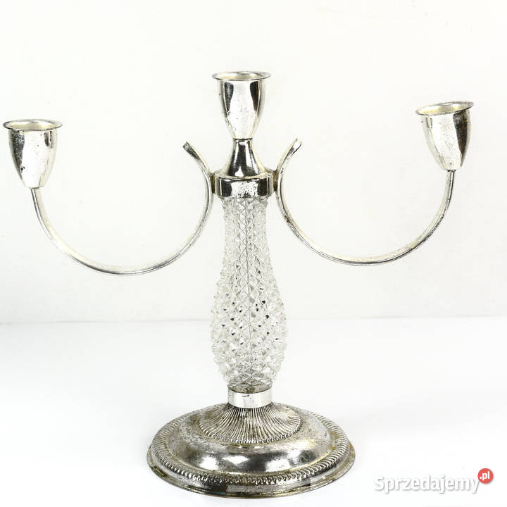 Trójpunktowy świecznik platerowany La Pierre mazowieckie Warszawa