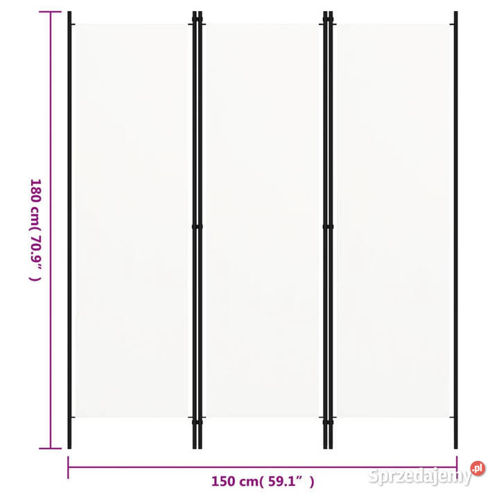 Parawan 3panelowy biały 150 x 180 WM320715 Warszawa