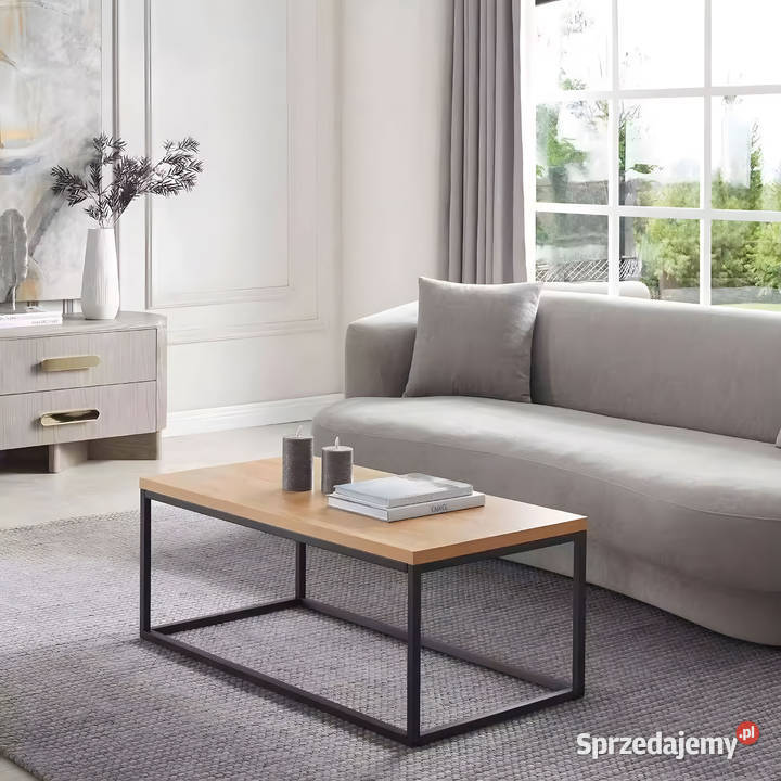 Stół kawowy ława duży brązowy blat metalowy 48cm Dom i Ogród Wrocław sprzedam