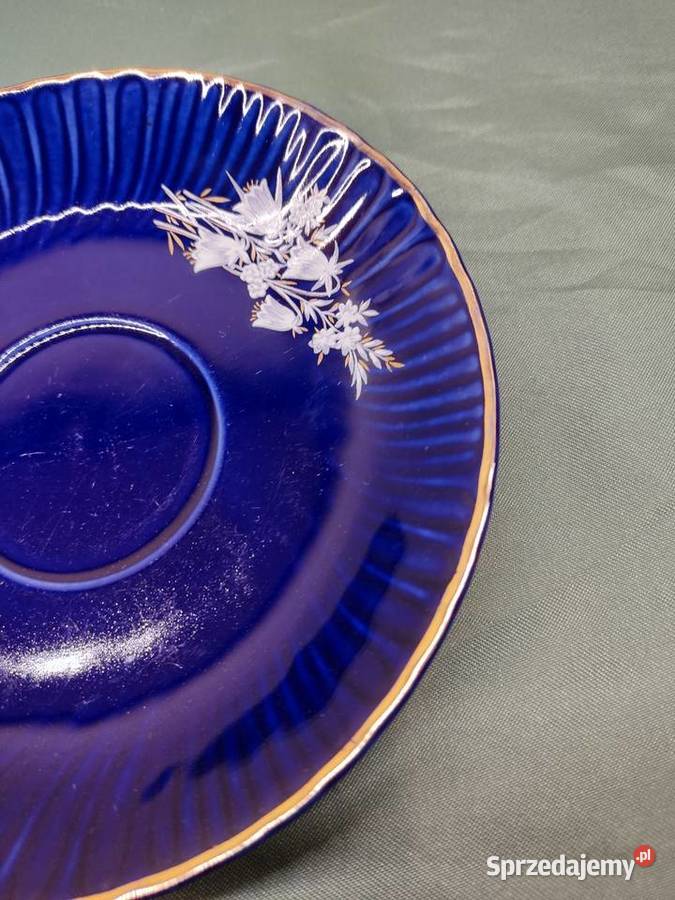 Talerzyk spodek porcelanowy kobaltowy Fena Głuchołazy