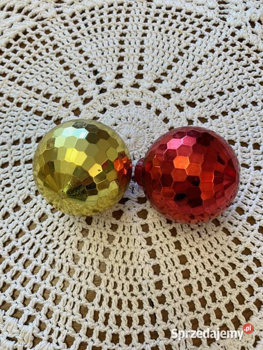 Dwie bombki choinkowe disco ball zlota czerwona czerwony Dekoracje świąteczne Nisko