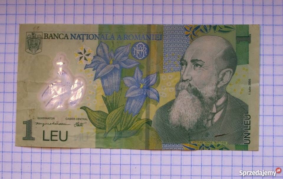 BANKNOT 1 LEU 2005 RUMUNIA Piszczac