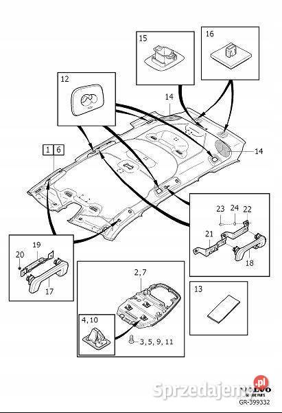 VOLVO XC60 V60 II prawa zaślepka podsufitki OE Bielany Wrocławskie