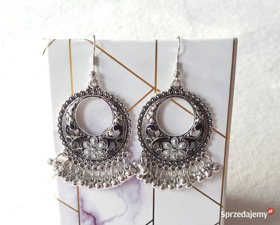 Orientalne kolczyki boho koła srebrny kolor Biżuteria zachodniopomorskie Szczecin
