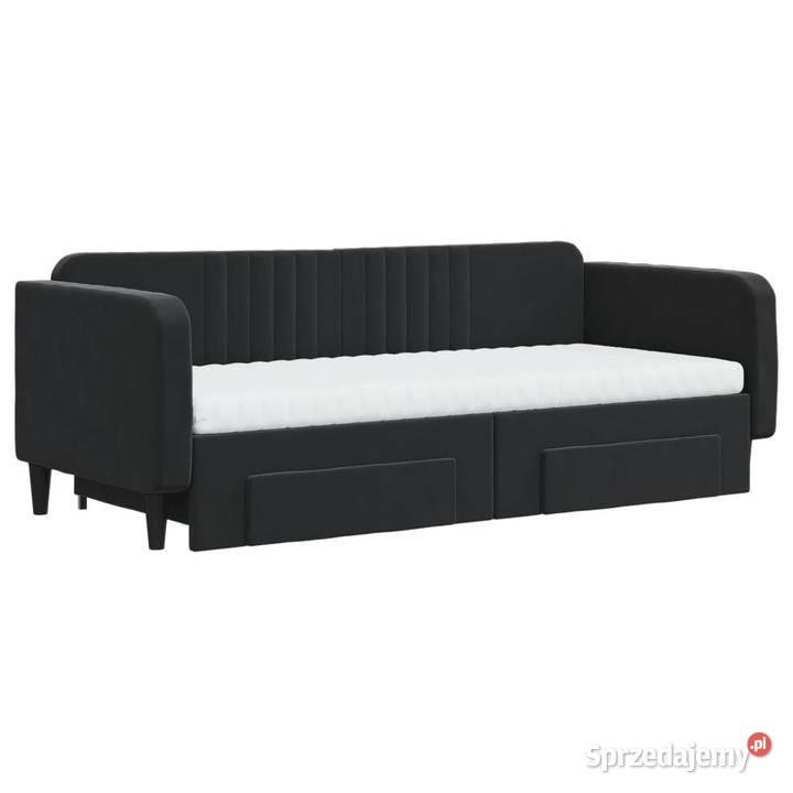 Sofa rozsuwana z szufladami czarna aksamit Warszawa sprzedam