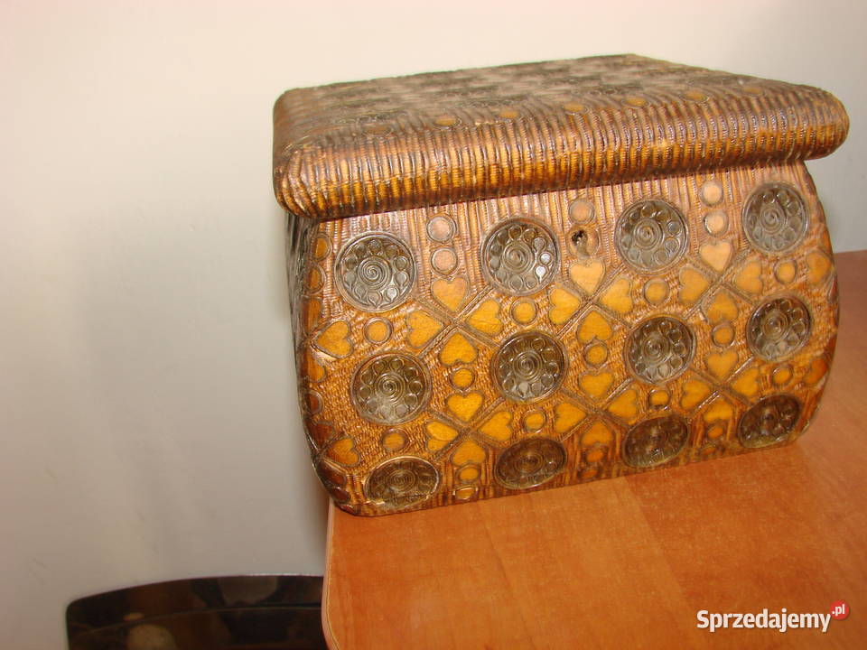 drewniane pudełko PRL Pruszcz Gdański