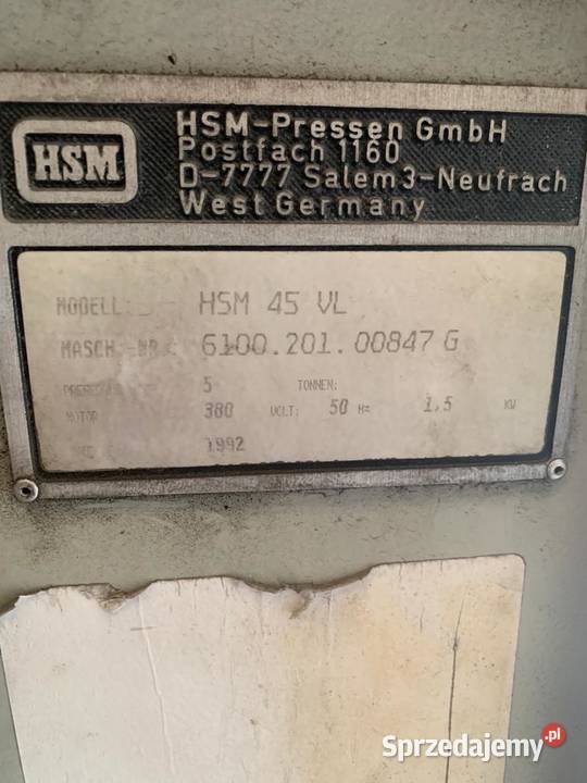 Belownica prasa do odpadów śmieci HSM 45 VL Łaskarzew