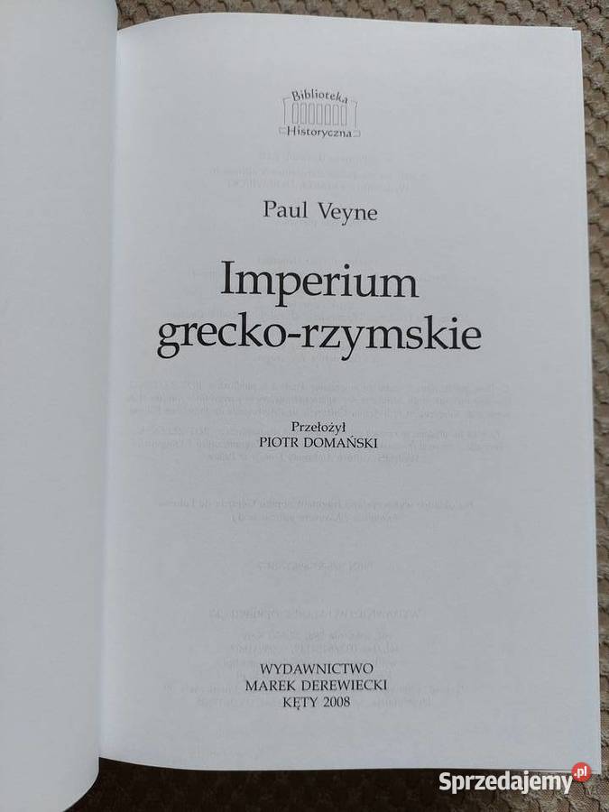 nowa Imperium greckorzymskie Paul Veyne Rok wydania 2008 Kraków