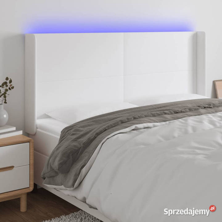 Zagłówek do łóżka z LED biały 203x16x118128 Warszawa