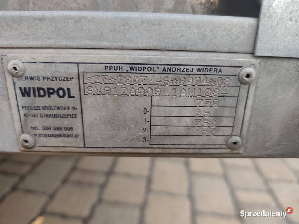 Przyczepa WIDPOL 300m x 155m DMC 750 Hamowana 2 świętokrzyskie Wodzisław