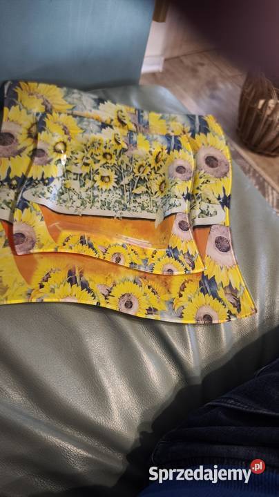 Komplet talerzy szklanych malowanych motywy Van Krzeszowice sprzedam