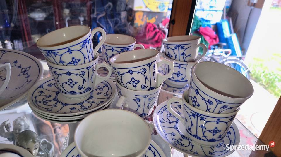 Piękny serwis 12 osób Porcelana i szkło