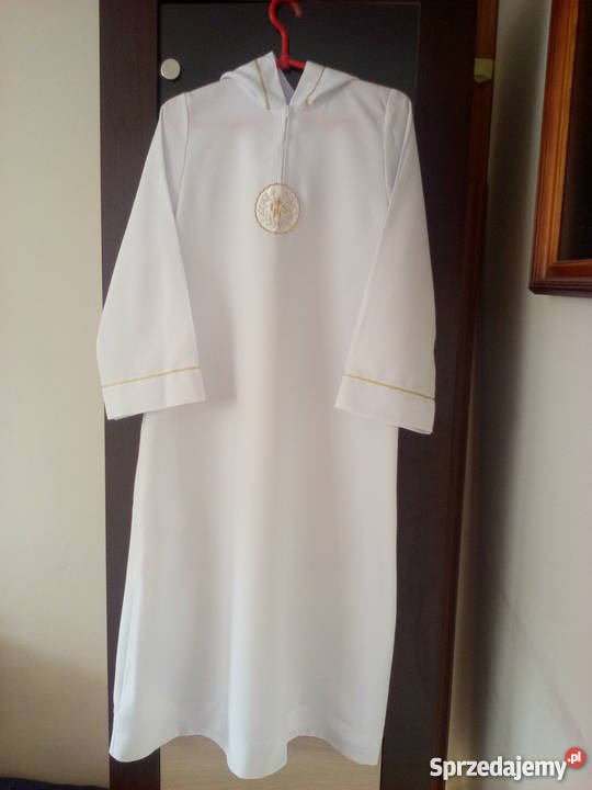 Alba komunijna z kapturem chłopca 134140 biały sprzedam