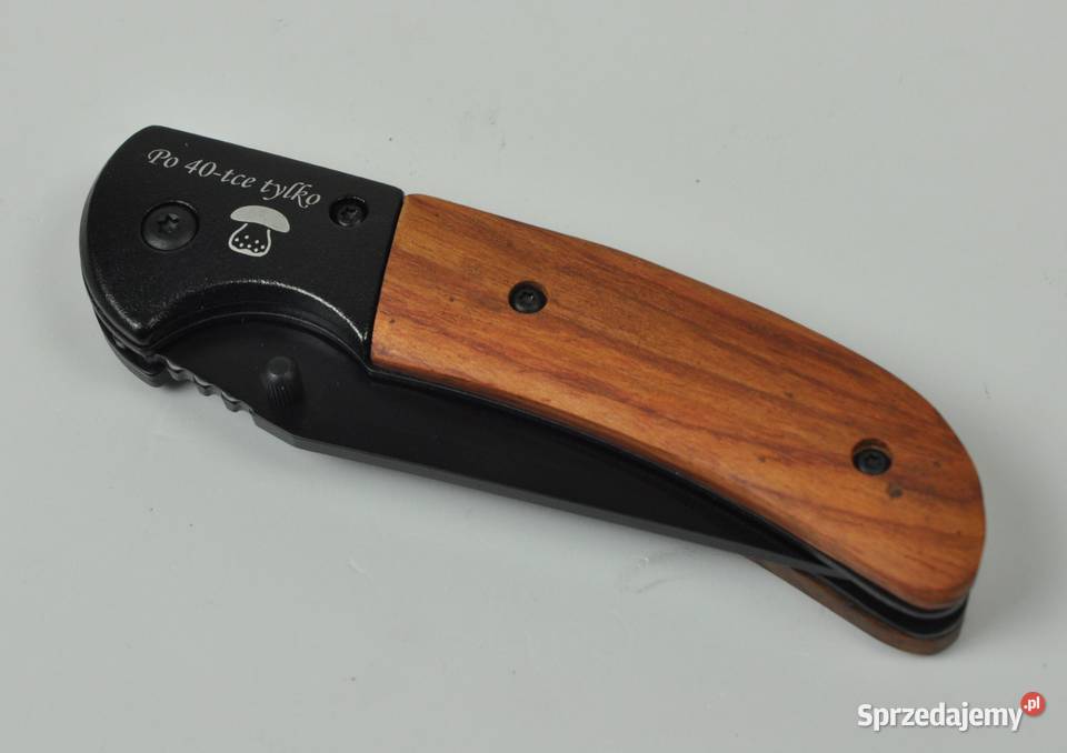Noż składany z drewnianą rączką z grawerem 10 Leżajsk