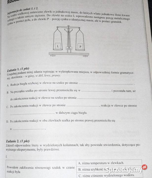 Chemia Fundamenty Zadania przedmaturalne P Chełm sprzedam