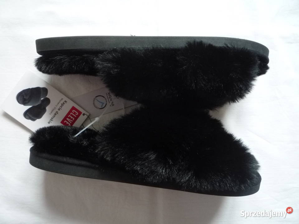 Nowe Cleve 4041 Kapcie damskie Klapki Czarne tkanina zachodniopomorskie Szczecin