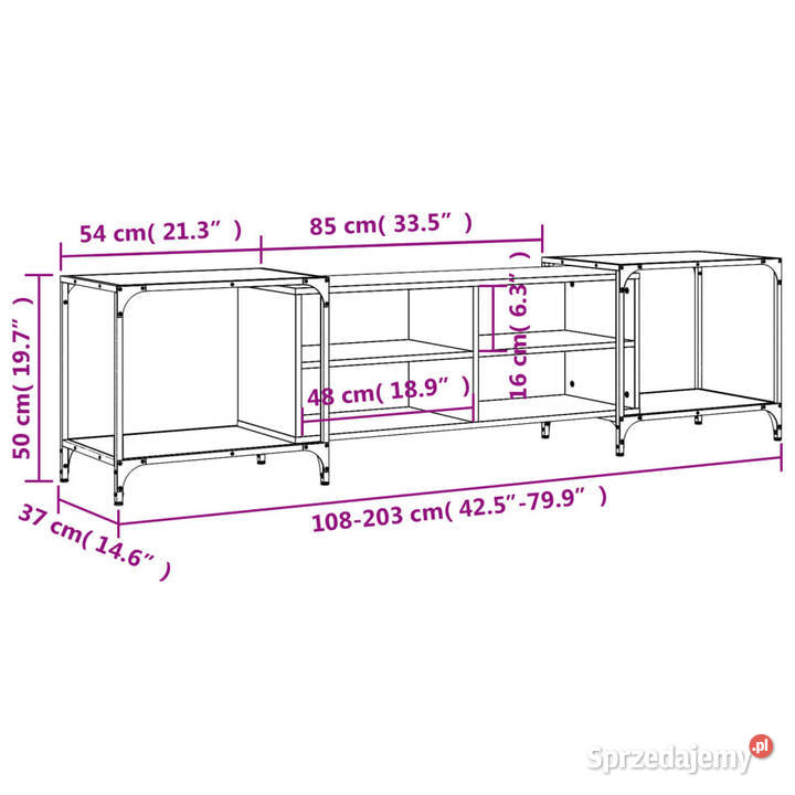Szafka pod telewizor dąb sonoma 203x37x50 Warszawa