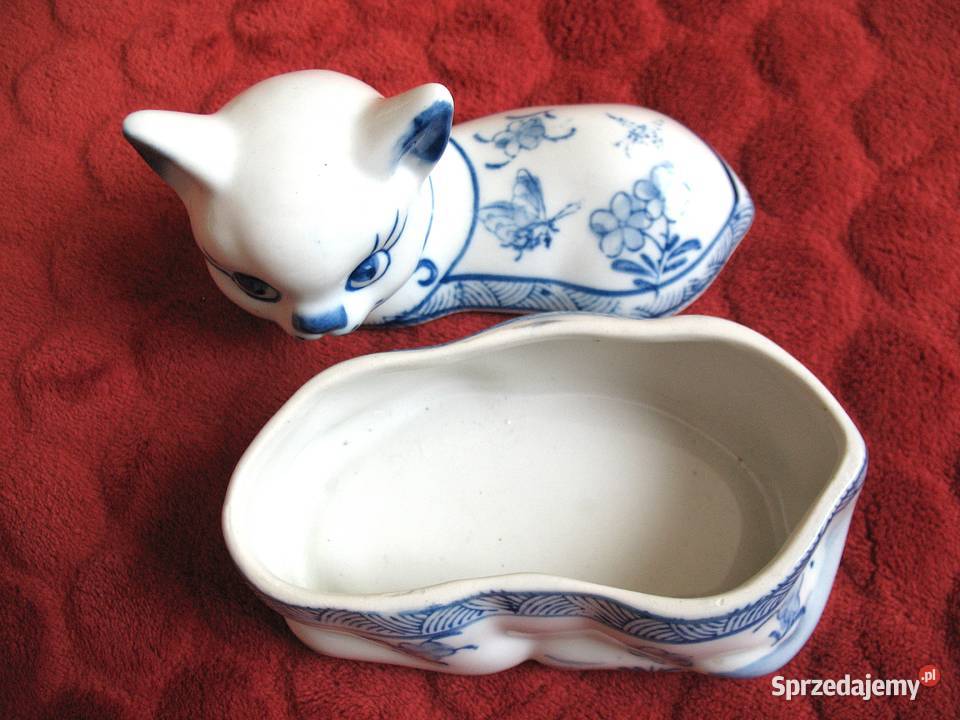 Kot urocza szkatułka porcelana 11 x 13 x 7 Siedlce