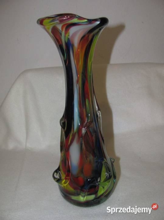 wazon flakon szklany kolorowy PRL wys 27 Zamość