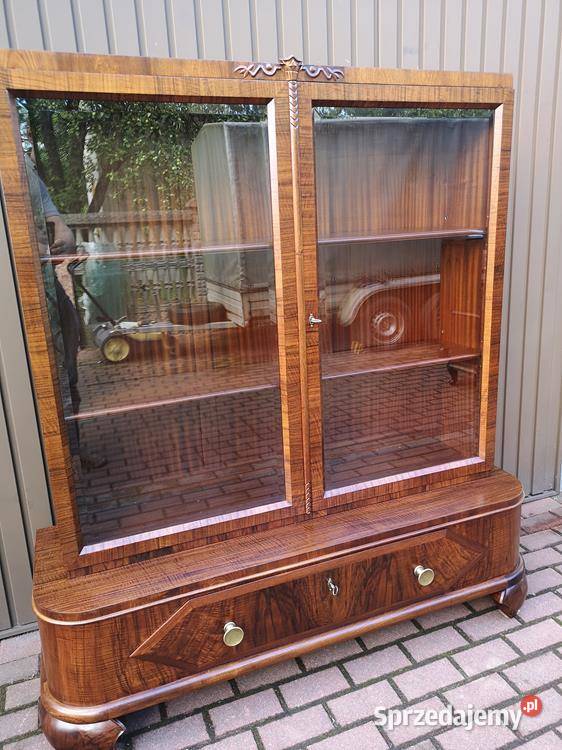 Witryna Biblioteka Serwantka ARTDECO Orzech Antyki, Sztuka, Kolekcje Swarzędz