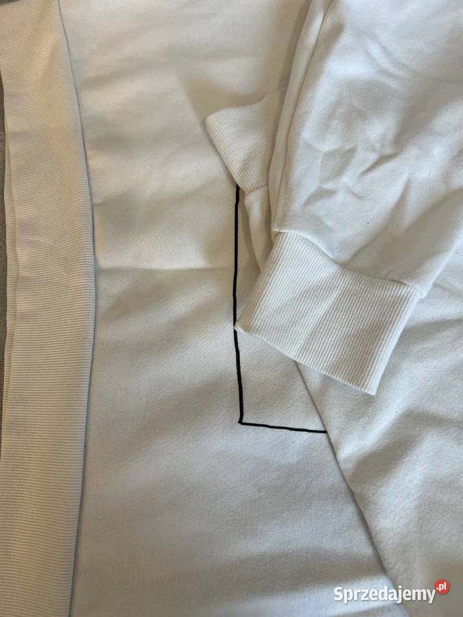 Bluza bez kaptura biała kremowa czarny