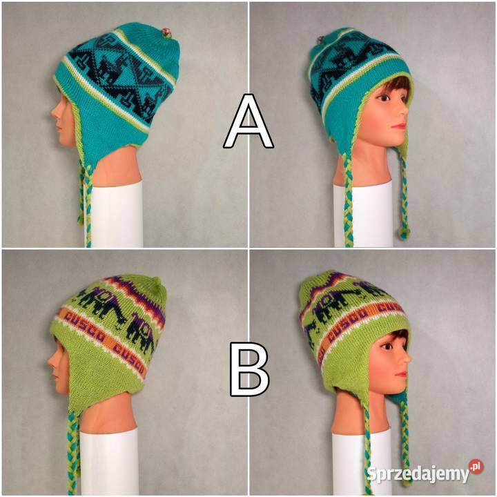 Ciepła Czapka Wełna Alpaki Dwustronna z Peru dolnośląskie