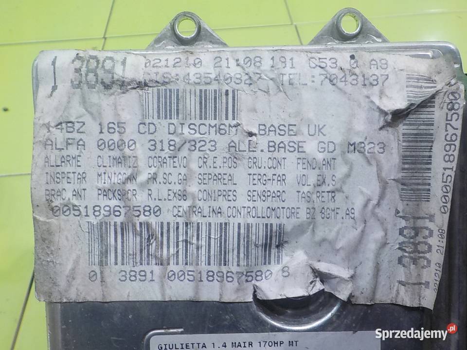 ALFA ROMEO GIULIETTA 14 TB 11r 5D sterownik Suków