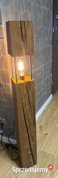 Lampa stojąca ze starego drewna retro rustykalna Szczecin
