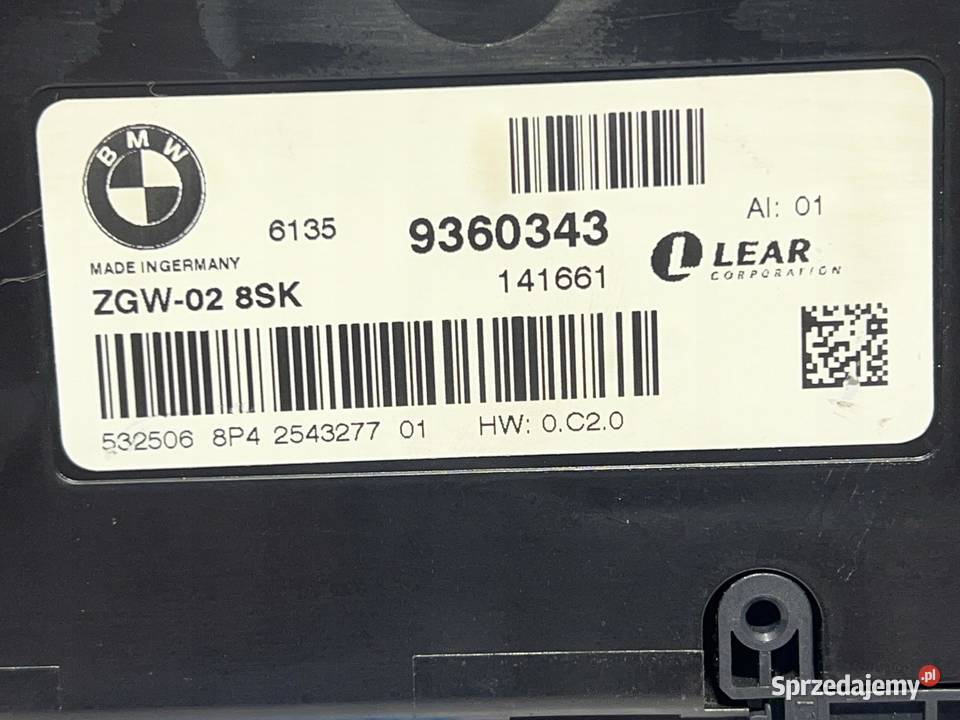 BMW X3 F25 X4 F26 MODUŁ STEROWNIK ZGW 9360343