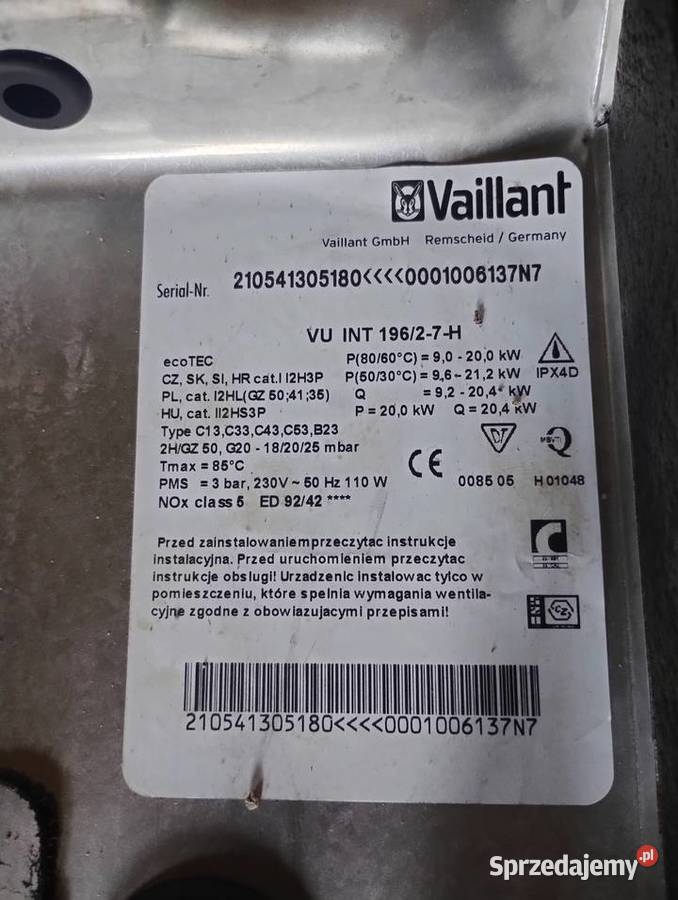 Piec vaillant dwufunkcyjny sprawny podkarpackie Giedlarowa sprzedam