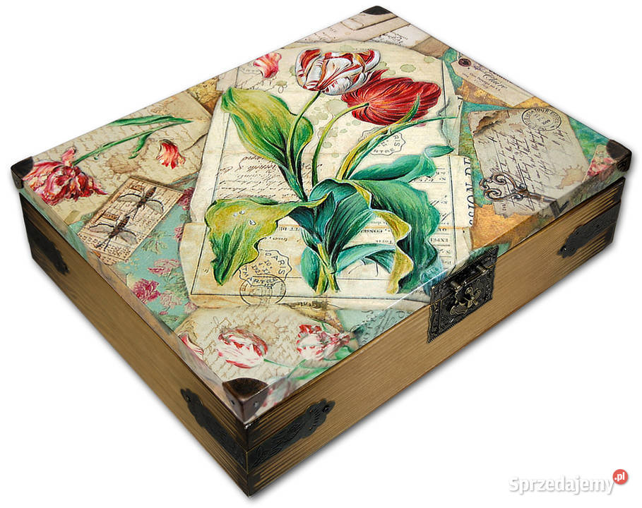 duża HERBACIARKA drewniane pudełko 12 przegródek Pojemniki na żywność