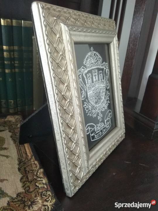 Piękny obraz Lwów Fidelis Semper grafika szkło Rękodzieło śląskie