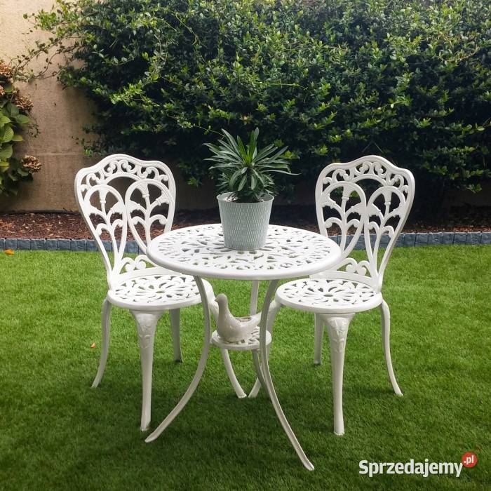 Komplet kawowy biały meble aluminiowe na balkon Tarnów