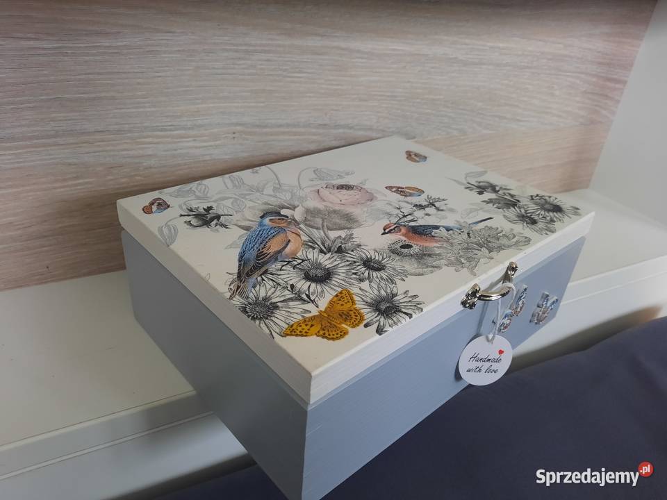 Herbaciarka ptaki szarość szkatułka pudełko ja Kędzierzyn-Koźle