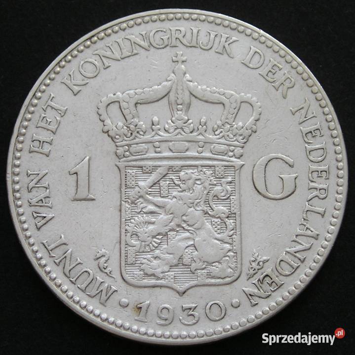 HOLANDIA 1 GULDEN 1930 WILHELMINA SREBRO Łódź
