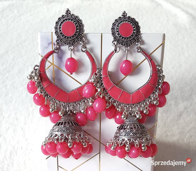 Długie kolczyki orientalne jhumki kolor srebrny zachodniopomorskie Szczecin