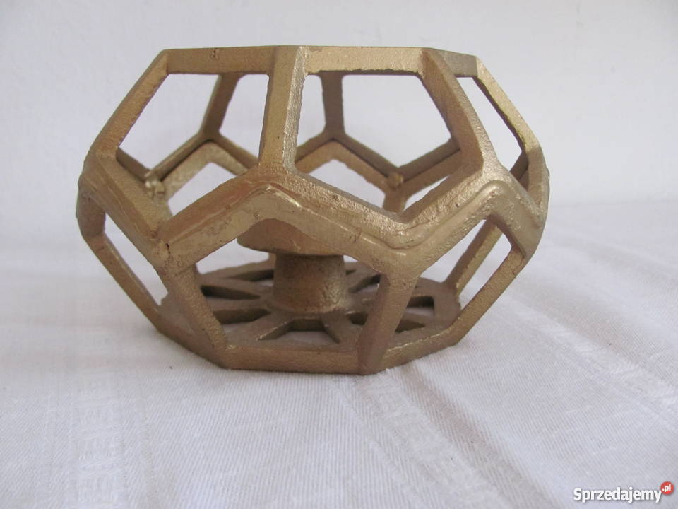 świecznik żeliwny złoty 16 x 16 x 9 lubelskie