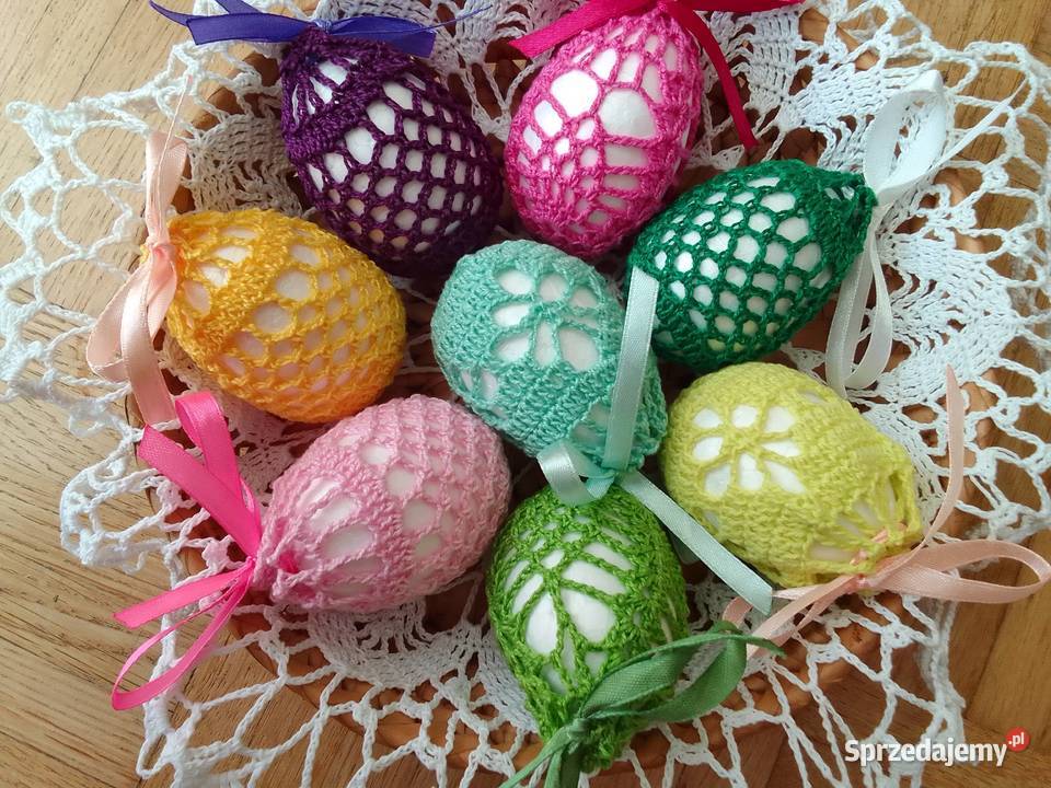 Pisanki koszulki na jajka szydełkowe wielkanoc Garbów