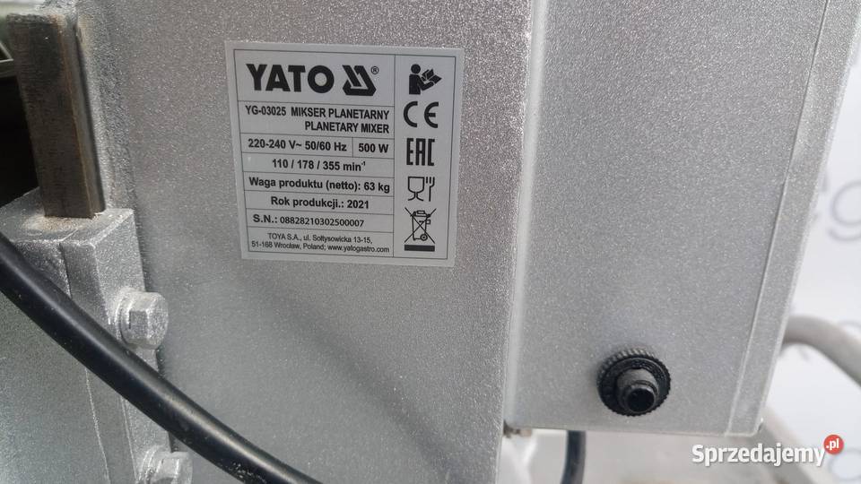 Mikser planetarny YATO YG03025 o pojemności 10L Wrocław