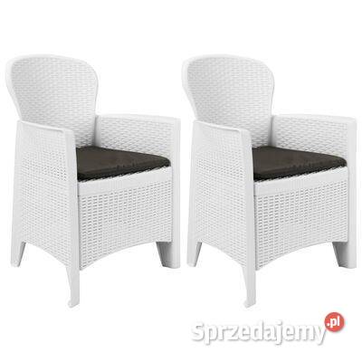 vidaXL Krzesła ogrodowe z poduszkami 2 białe Warszawa