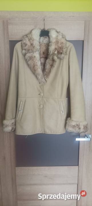 Kożuch damski rozmiar M 40 stan skóra naturalna brązowy/beżowy sprzedam