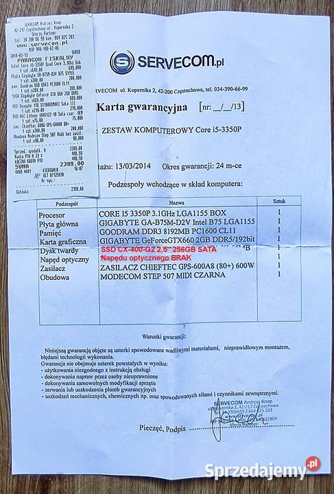 Tani komputer z monitorem studenta ucznia do Pamięć RAM 8 Bochnia