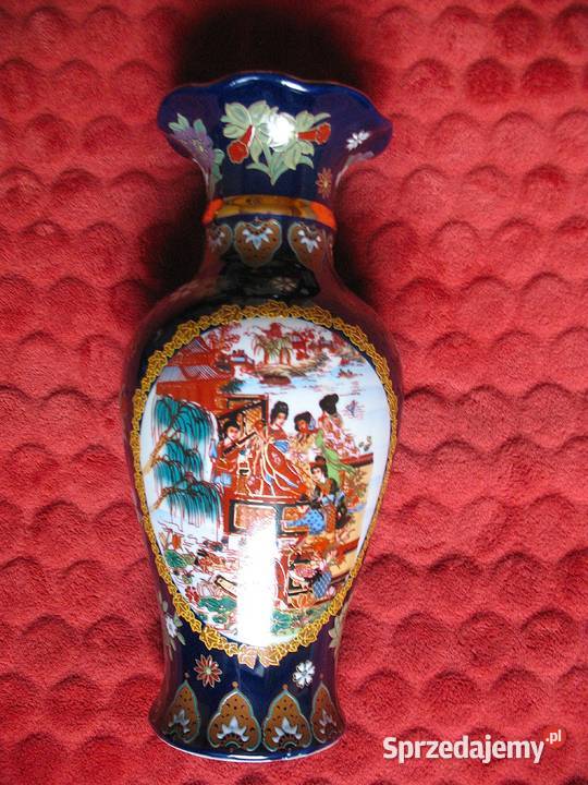 Wazon Misternie zdobiony złoty relief porcelana Siedlce