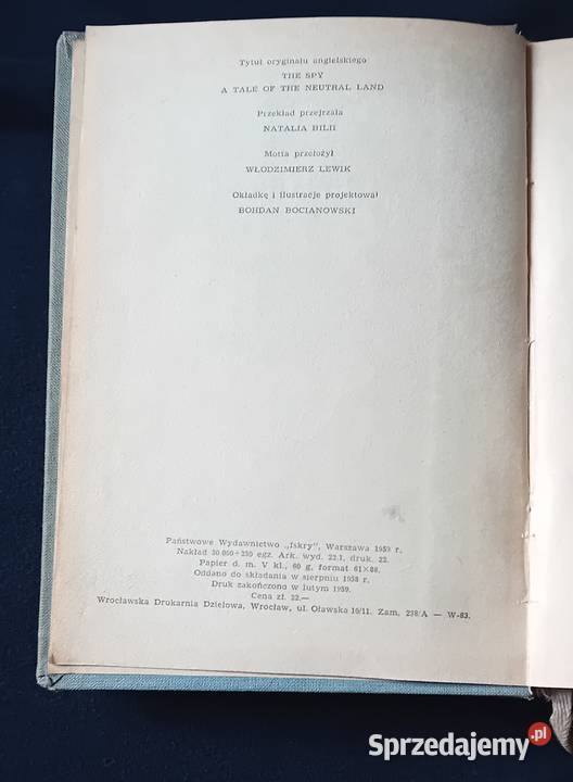 James Fenimore Cooper Szpieg Iskry 1959 r sprzedam