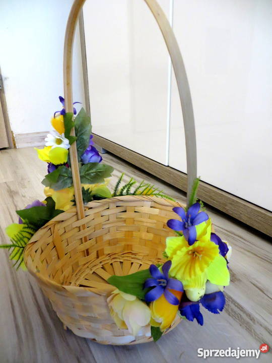 Koszyk wiklinowy ozdobiony na wielkanoc Pozostałe Grójec