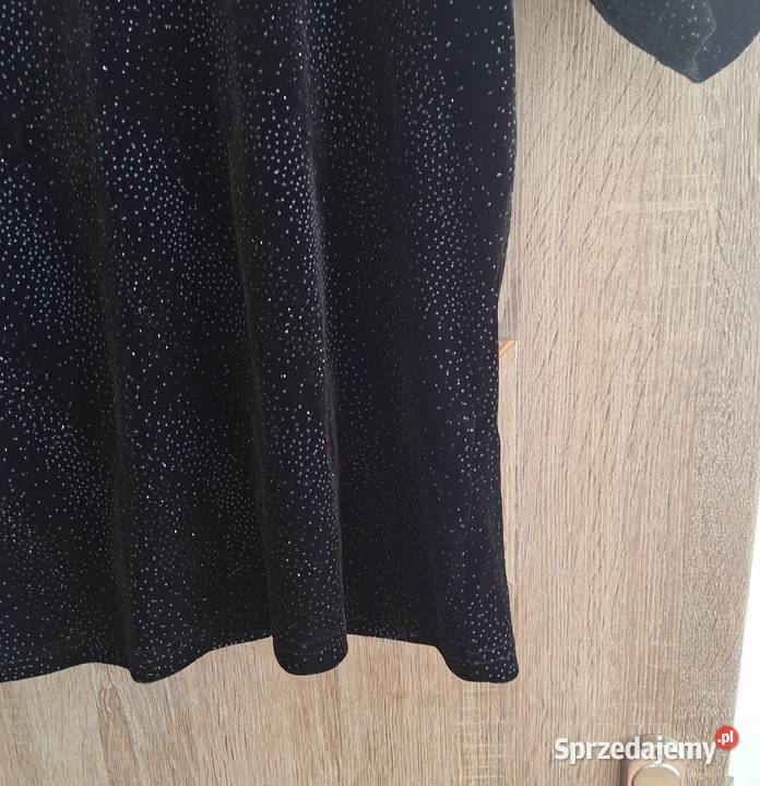 Czarna bluzka w błyszczące kropeczki 42 krótki małopolskie Kraków