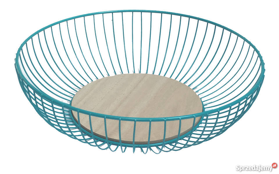 Koszyk metalowy metal drewno ciemny turkus Kanie