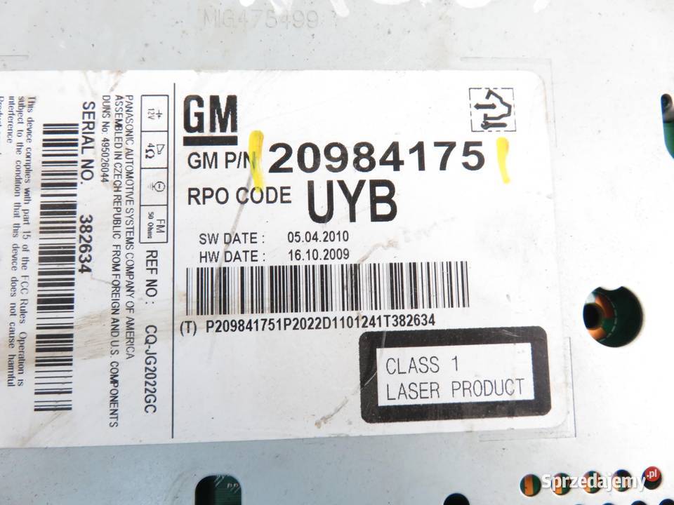 RADIO OPEL MERIVA B MPV S10 20984174