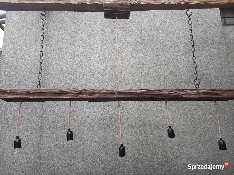 Lampa wisząca ze starej belki driftwood Trzciel sprzedam