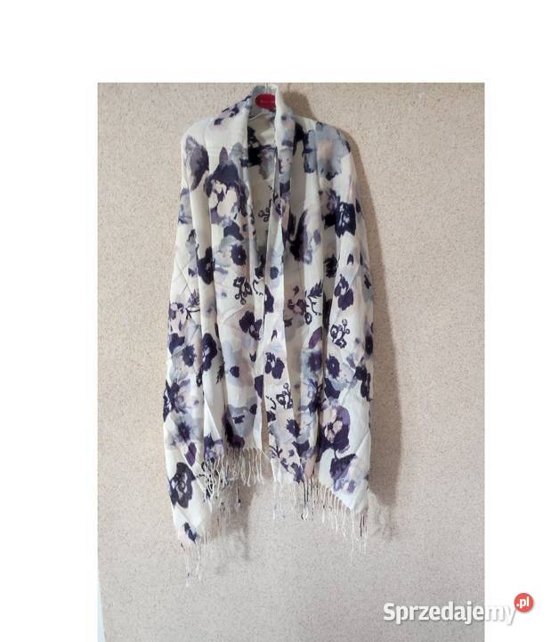 piękny szeroki długi kaszmirowy szal chusta Kielce